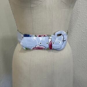 Vintage Women’s Floral Fabric Belt Blue Pink Wide Waist Belt Y2K Early 2000s XL